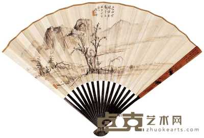 况维琦 何时希 山水 楷书 成扇 